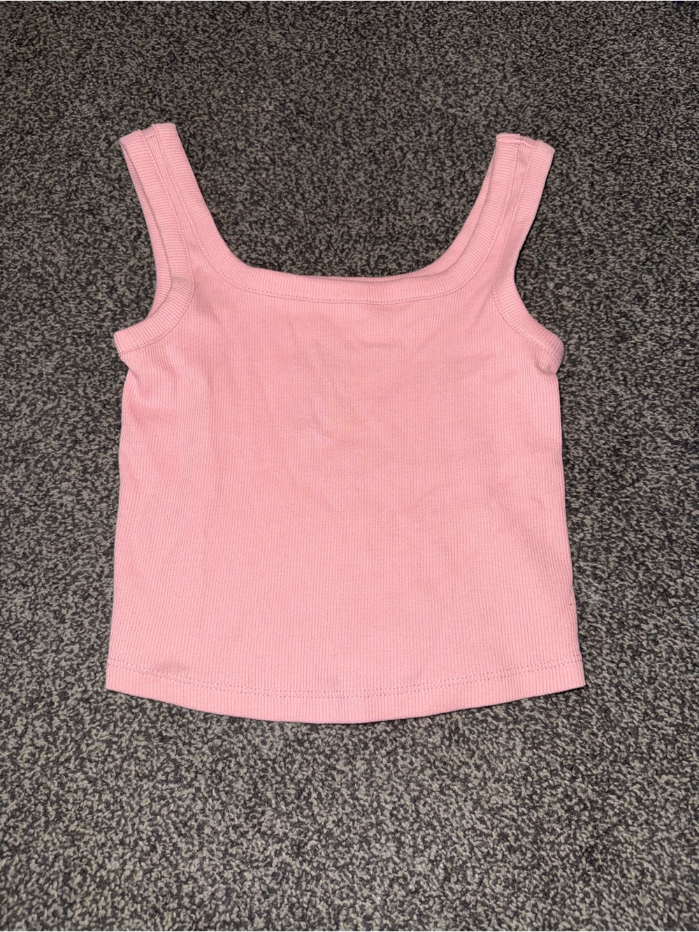 Girls Pink Ribbed Crop Tank Top Size Medium 8 Stretchy Basic Sleeveless Shirt